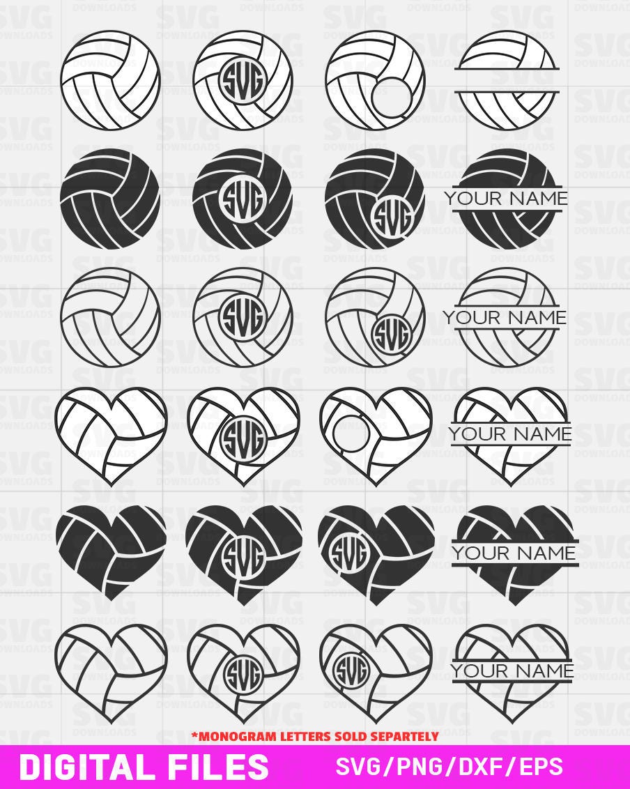 Download Volleyball SVG Cut Files Bundle Monogram Frames SVG