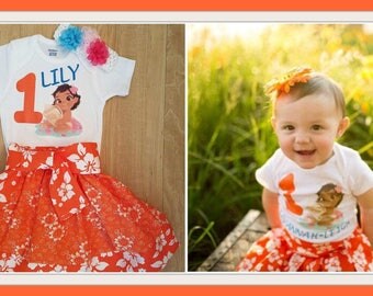 Baby Moana Inspired Onsie Birthday Set, Baby Moana, First Birthday, Princess Moana,Birthday Set, Moana Portrait Set, Hawaiian Birthday