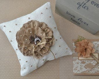 Ring pillow, Ring bearer, Ring bearer pillow, Lace ring pillow, Wedding ring pillow, Ring cushion, Rustic ring pillow, Ivory lace pillow