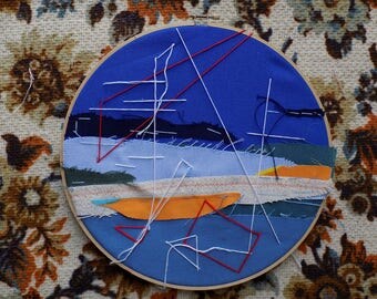 Abstract Landscape // Patchwork and Hand Embroidery in a 10" Hoop