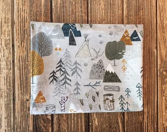 Woodland Map Quilting Fabric. Fabric by the Yard. Cotton Knit Jersey Minky. Forest Camp Mountain Adventure Awaits Boy Baby Nursery Tree Kids