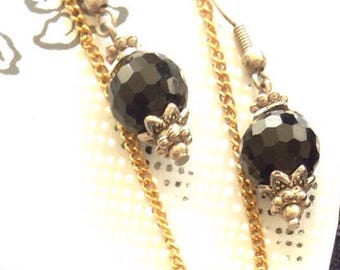 Black faceted vintage earrings