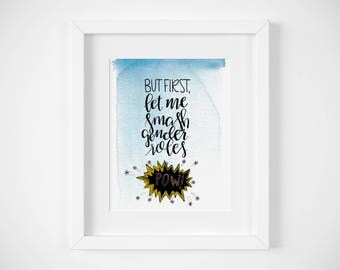Smash Gender Roles Watercolor Print / Non Binary / Feminist Art / But First / Smash the Patriarchy / Feminism Gift / LGBTQ Gift