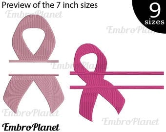 Split Breast Cancer Ribbons - Design for Embroidery Machine Digital Graphic File Stitch Instant Download Commercial Use Survivor name 76e