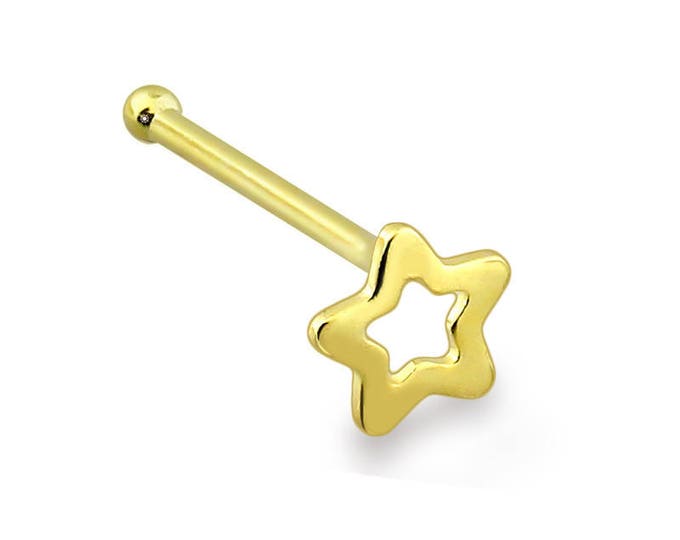 Sterling Silver Hollow Star Top Nose Bone - ball end