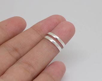Two Ring Sterling Silver Toe Ring, Boho Ring, Adjustable Ring, Midi Ring, Stacking Ring, Sterling Silver Jewelry