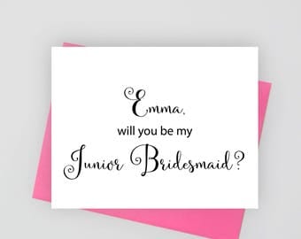 Personalized Will you be my junior bridesmaid card, wedding stationery, folded wedding cards, wedding stationary, personalized stationery