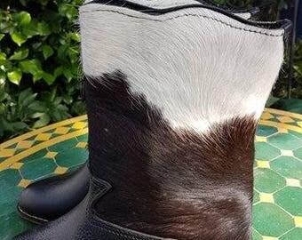 CC Short Boots 60mm White Cowhide And Wool Yarn