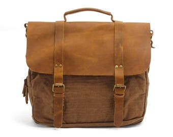 Leather Briefcase Man, Leather Satchel, Leather Messenger Bag Men, Waxed Canvas Briefcase, Women Leather Briefcase, Personalized Briefcase