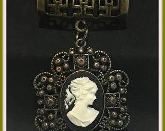 Antique Bronze Cameo Scarf Jewelry