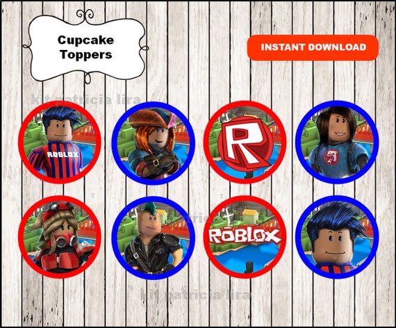 Roblox toppers labels instant download Roblox cupcakes