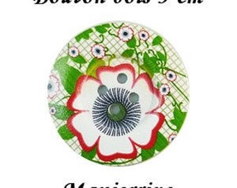 2 buttons wood 5 cm flower IV
