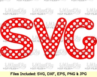 Polka dot Monogram Font Alphabet Letters Svg cutting files for Cricut Silhouette mug Dxf SVG CUT FILES digital fonts Instant download design