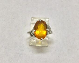 sterling silver citrine ring #106