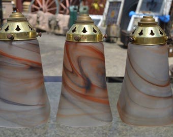 Three Signed Vianne Glass Pendant Lights