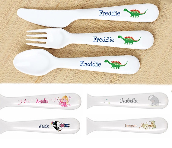 personalised teddy cutlery set