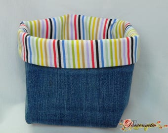 Pouch / tidy denim cotton and blue striped