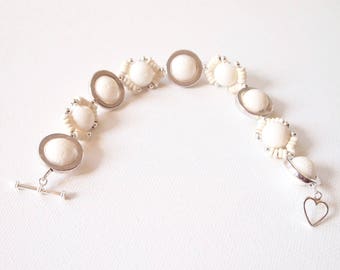 White Coral Bracelet Natural Coral Bracelet Coral Jewelry Mineral Bracelet Howlite Bracelet For Gift Bracelet For Gift Mineral Jewelry