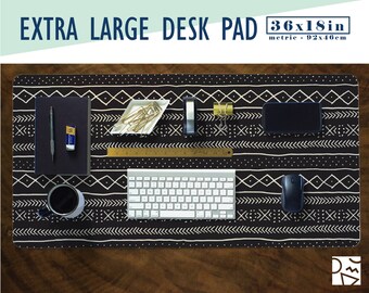Mud Cloth Inspired Desk Pad - Choose Your Base Color! 36x18" - Extra Large Mouse Pad - Mouse Mat - Extended Mouse Pad - Desk Accessory