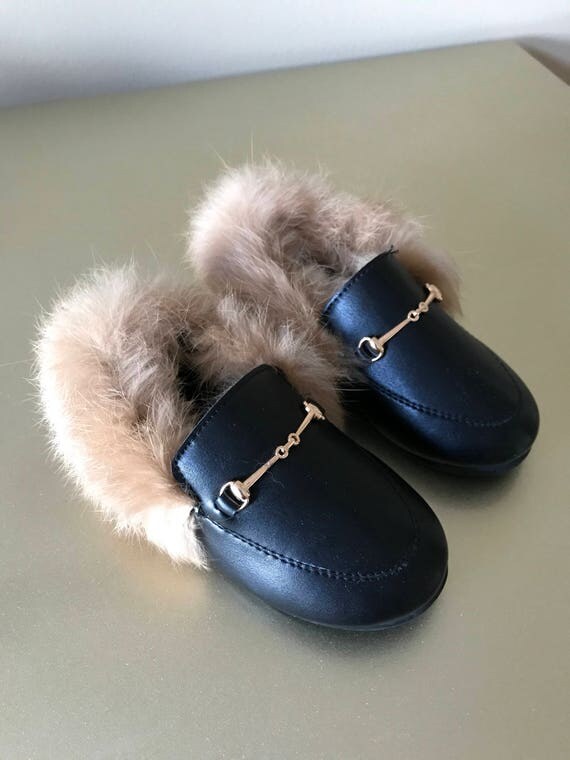 gucci mules with fur