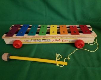 Vintage 1964 Fisher-Price Pull-A-Tune" Xylophone Toddler Toy
