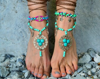 ON SALE 25%off barefoot sandals Barefoot Beach Jewelry Barefoot shoes, Beach Jewelry Hippie Foot Jewelry, festival accessories, yoga toe, ga