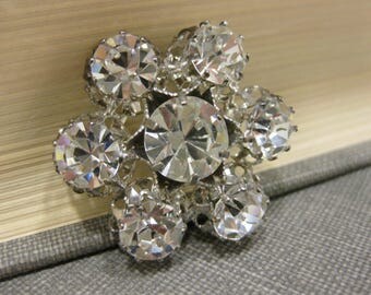 Vintage Austrian Crystal Flower Brooch