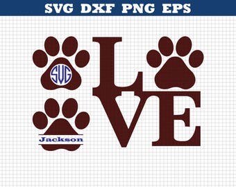 Love Paw Svg, Puppy Love Svg, Paw Print Svg, Cut table Design,Silhouette Studio & Cricut, Dog Clipart Files INSTANT DOWNLOAD
