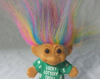 Vintage Russ Lucky Lottery Rainbow Hair Troll