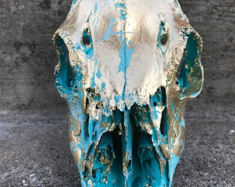 Hand Painted White Tail Deer Skull
