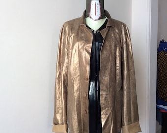 Sale! From 68 to 40! Vintage leather jacket reversible 90 bronze/nude. Size M/L