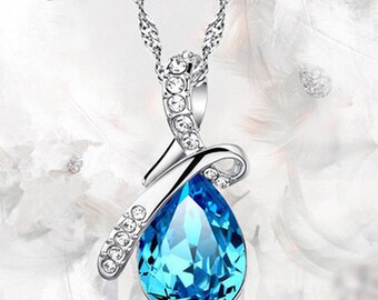 Chain and Crystal Teardrop Pendant