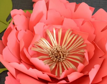 Peony paper flower template. PDF and SVG. 2 sizes.
