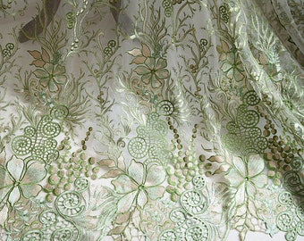 1 Yard Bridal Venice Lace Fabric Black Tulle Floral Exquisite Alice Embroidered Wedding Bridal 51" width