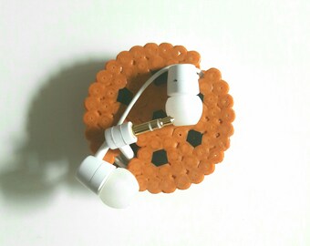Headphones - Cookies drum / Roller for earphones - Cookies pixel art beads