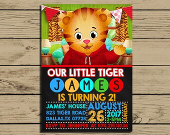 Daniel Tiger Invitation - Daniel Tiger Birthday Party Invite - Daniel Tiger's Neighborhood Chalkboard Invitation - YOU PRINT