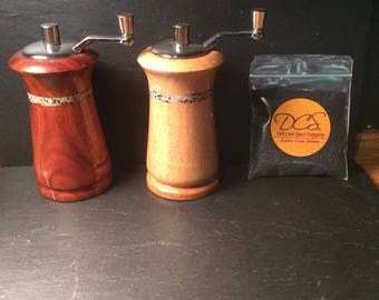 Salt and Pepper Mill Hawaiian Set includes Hawaiian lava Salt