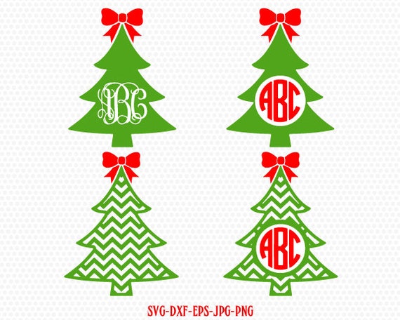 Download Christmas tree monogram with bow SVG monogram Christmas SVG