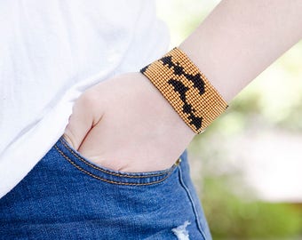Halloween Jewelry Gift|for|Women Bracelet Halloween Gift|for|Girlfriend Gift Bat Jewelry Bat Bracelet Black Gold Jewelry|for|Woman Bangles