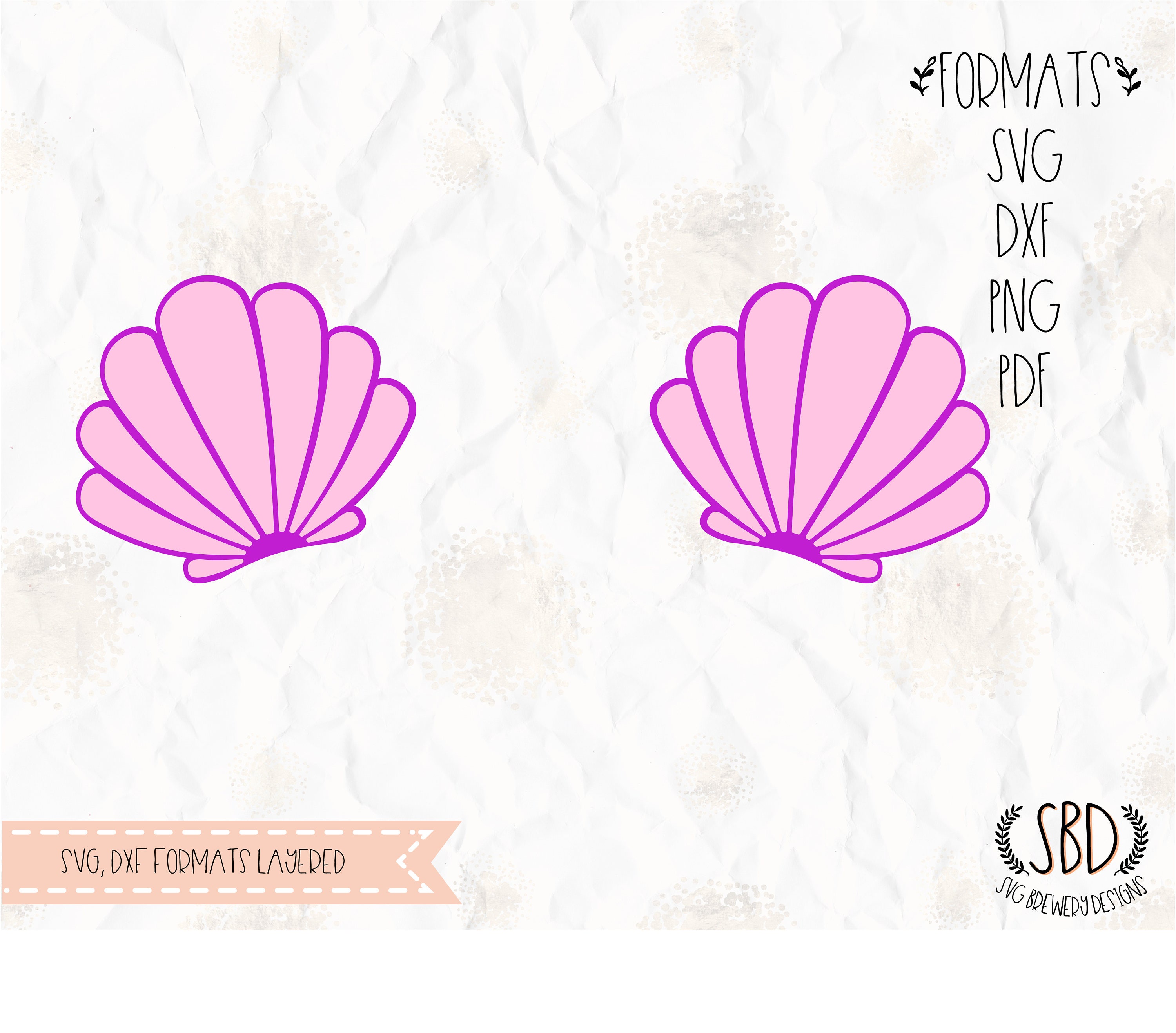 Mermaid tail, clam, shell SVG (layered), PNG, DXF for cricut ...