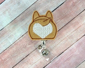 Corgi Badge Reel - Dog ID Clip - Nurse Badge Reel- Teacher Badge Reel - Retractable ID Badge Holder - Badge Pull