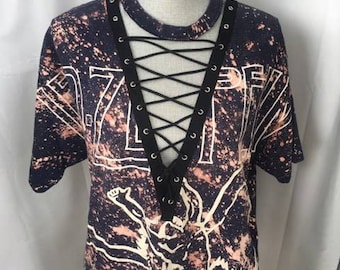 Vintage Led Zeppelin acid wash lace up tee shirt