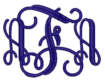 Interlocking Vine embroidery font design multiple sizes machine embroidery instant download monogram pes