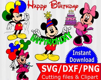 Mickey and Minnie Birthday SVG bundle, Mickey Mouse birthday svg, minnie mouse birthday svg, disney svg, svg files for silhouette, cricut