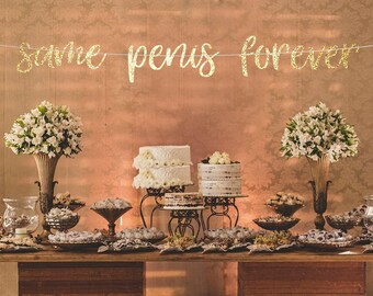 same penis forever banner, bachelorette banners, bridal shower banner, hen party banner, engagement banner, same penis forever sign