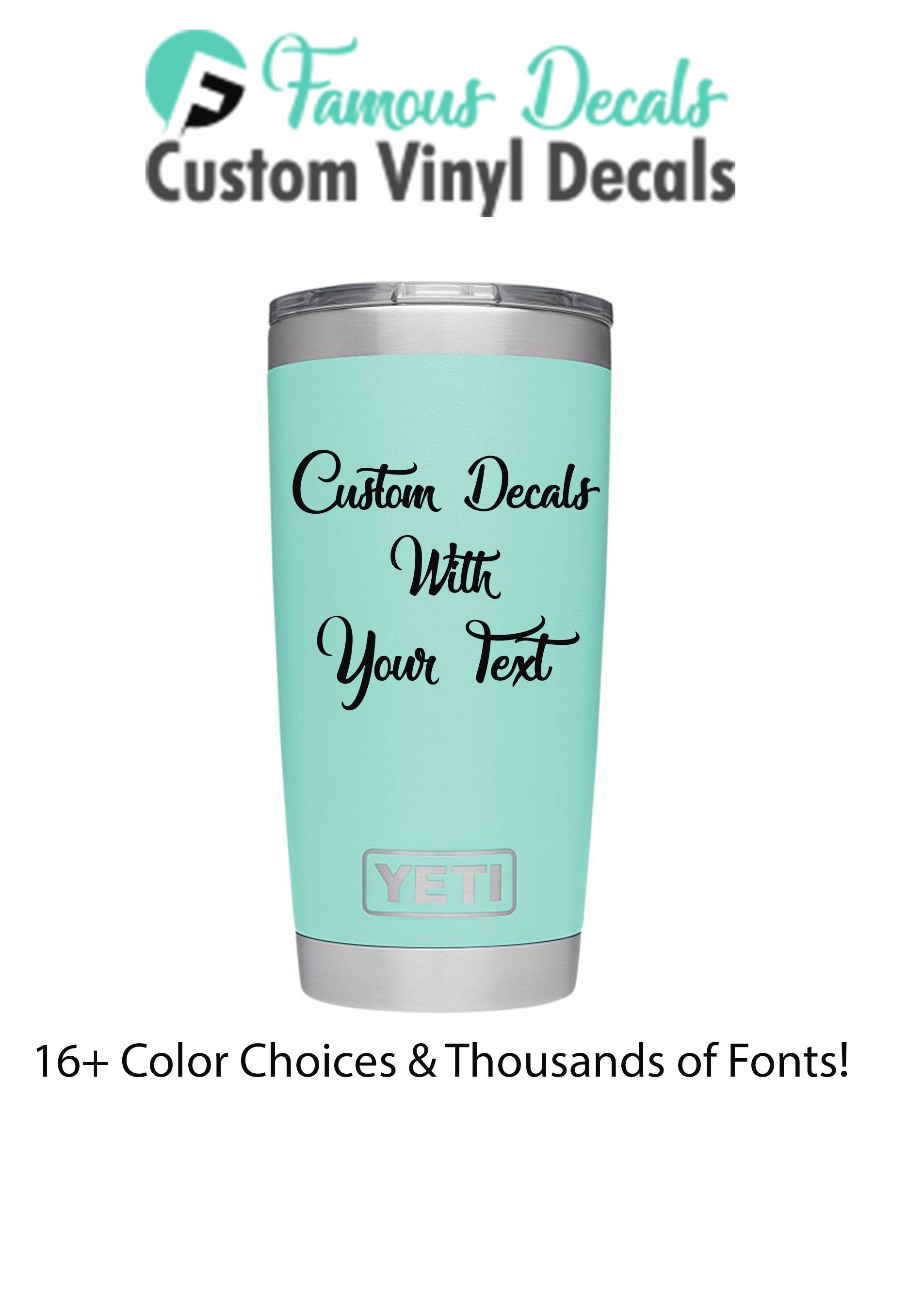 Custom Vinyl Decals For Tumblers Choose Font & Colors Drink