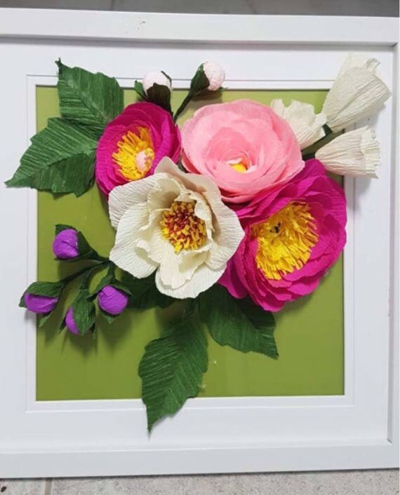 Wall artpaper flower framed handmade picture frame paper
