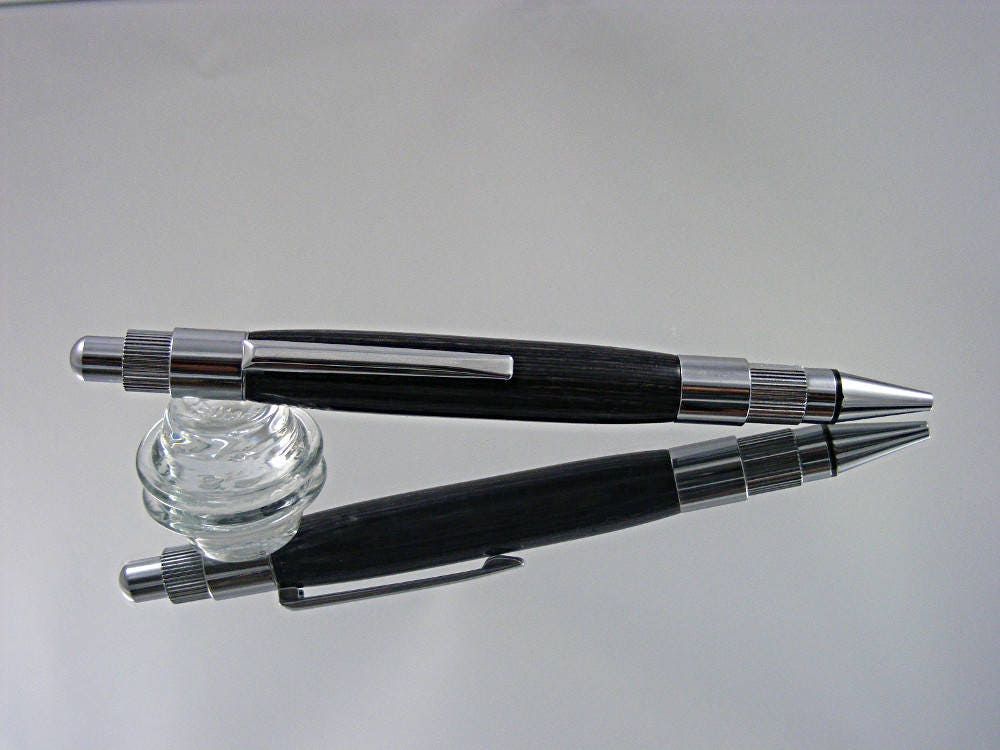 handcrafted 2mm mechanical pencil in chrome and wood laminate handcrafted 2mm mechanical pencil in chrome and wood laminate