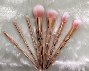 Rose Gold Unicorn Brush Makeup Brushes Set 7pcs Rhinestone Tools Powder Foundation Eye Lip Concealer Face colorful Brush Kit
