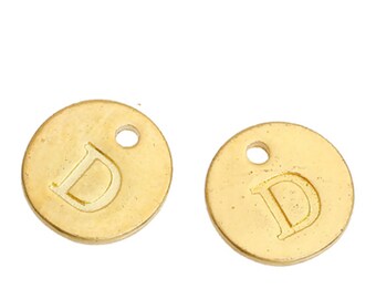 Letter D - 12mm Golden gold pendant
